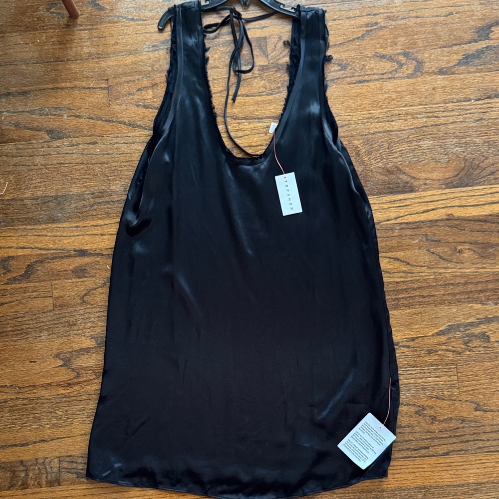 Topshop Black Satin Sleeveless dress NWT Size 4